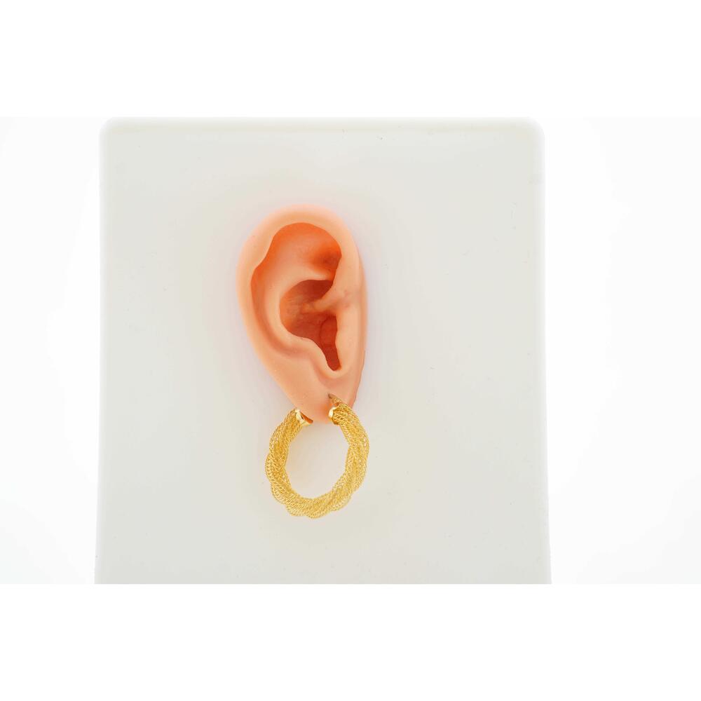 14k Gold Estate Hoop Earrings Snap Closure Women's Vintage Style 7.30g - Picture 4 of 5